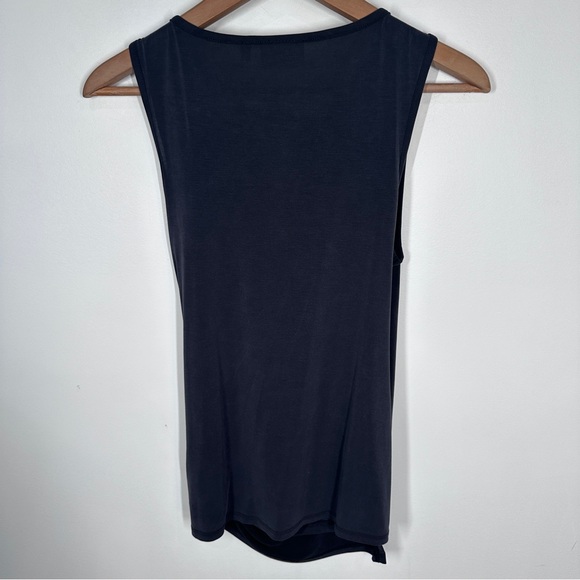 Anthropologie Deletta Drapey Cutout Tank XS Wrap Navy Gray Shirt Blouse - Picture 7 of 7